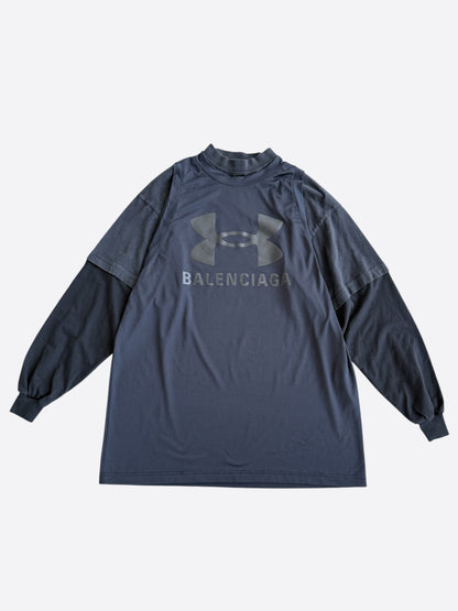 Balenciaga Under Armour Black Triple Layered Longsleeve T-Shirt