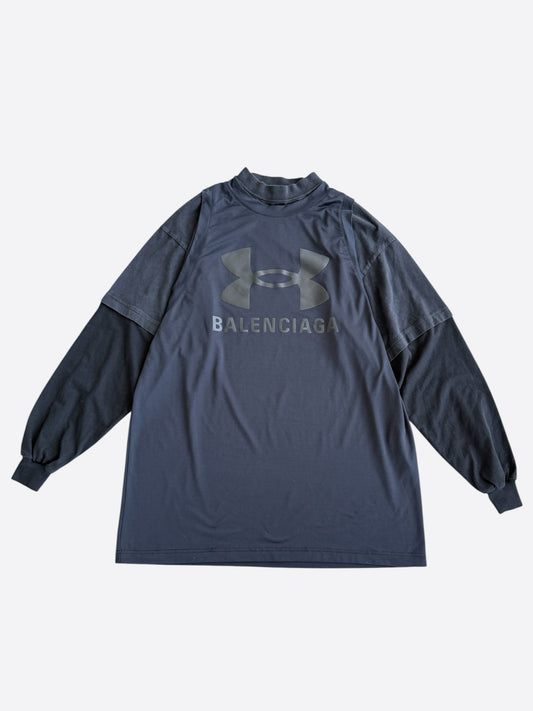 Balenciaga Under Armour Black Triple Layered Longsleeve T-Shirt