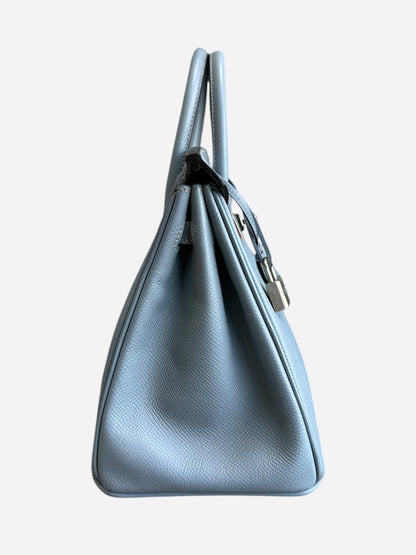 Hermes Bleu Lin Epsom & Palladium Hardware Birkin 25