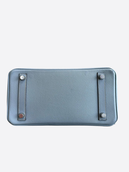 Hermes Bleu Lin Epsom & Palladium Hardware Birkin 25