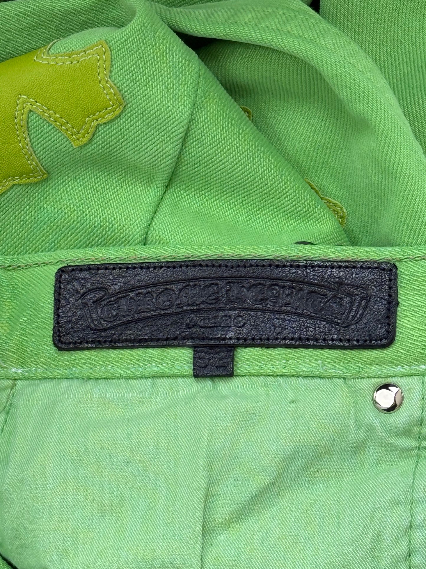 Chrome Hearts Levis Green & Black Cross Patch Jeans