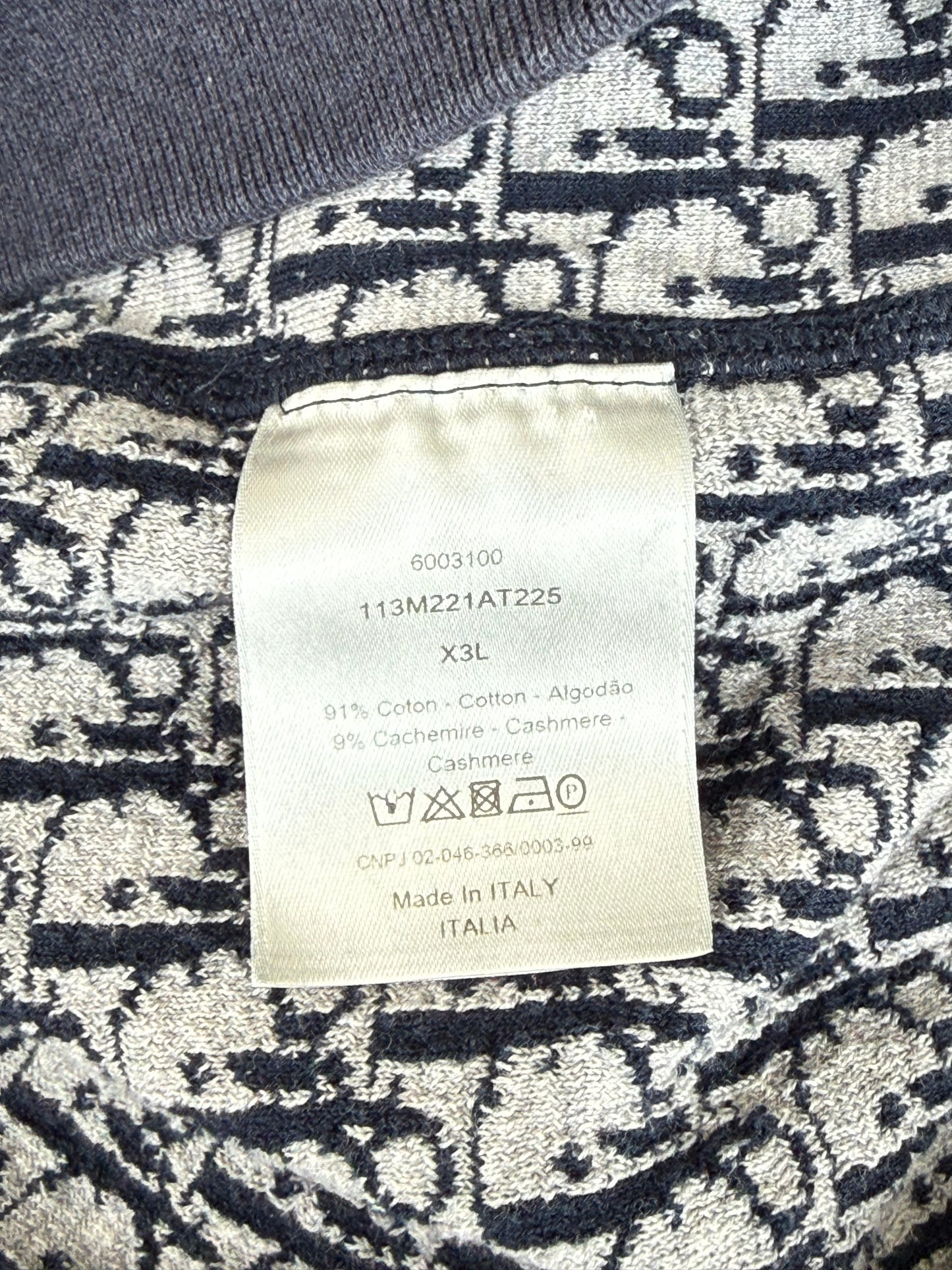 Dior Navy Oblique Zip Up Hoodie