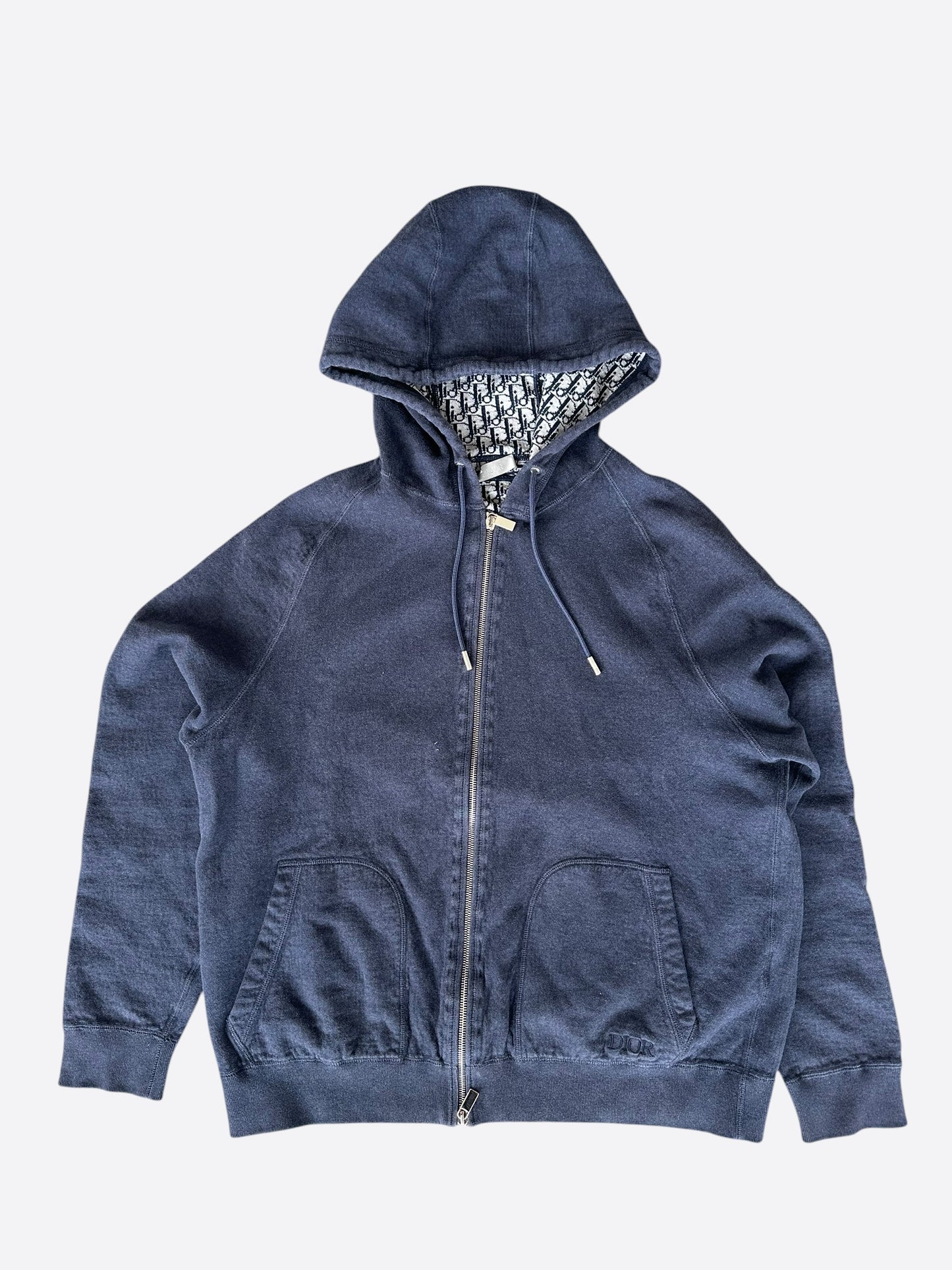 Dior Navy Oblique Zip Up Hoodie