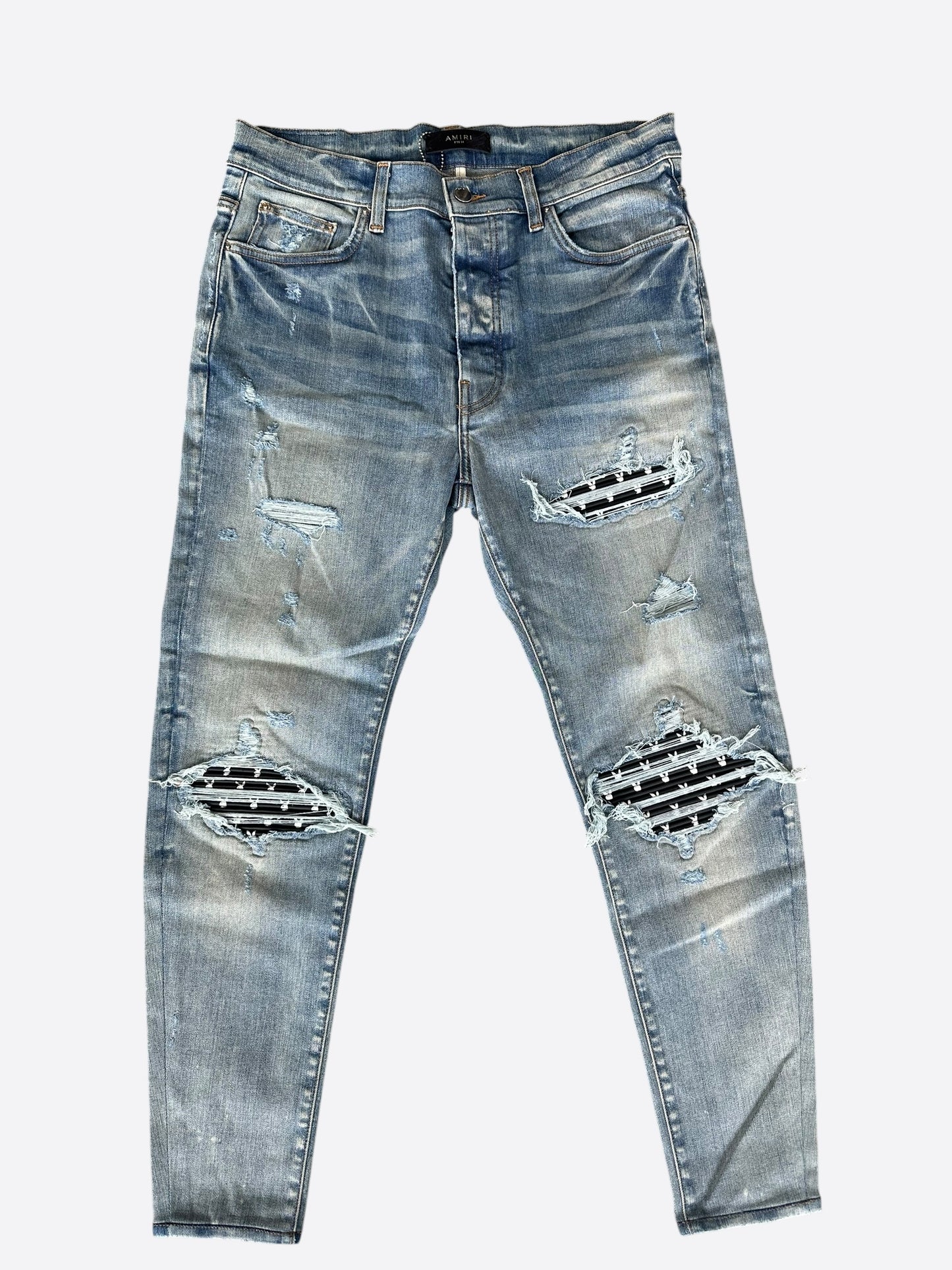 Amiri Playboy Clay Indigo & Black Bunny Patch MX1 Jeans