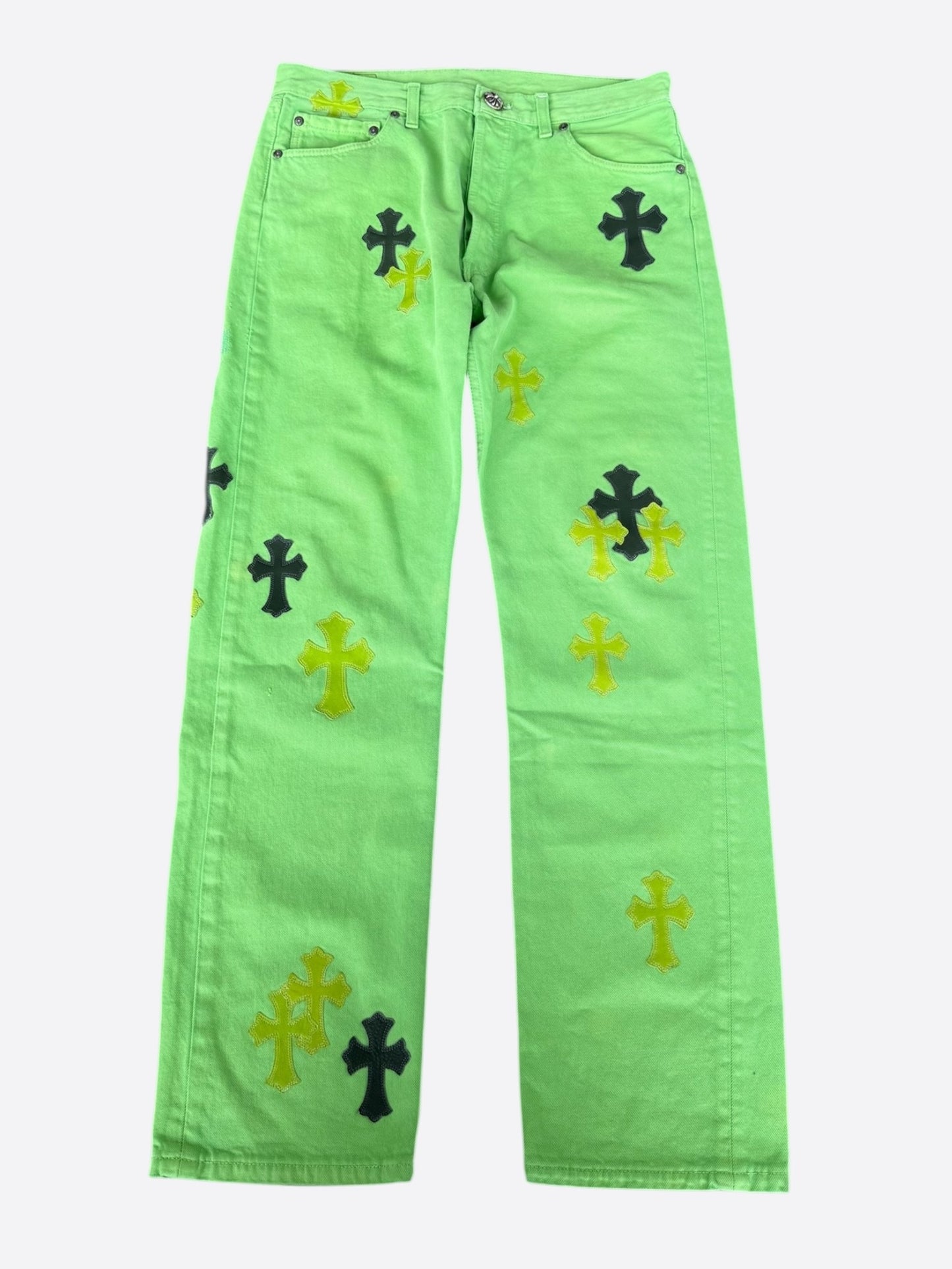 Chrome Hearts Levis Green & Black Cross Patch Jeans