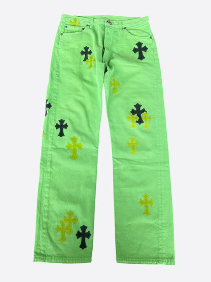 Chrome Hearts Levis Green & Black Cross Patch Jeans