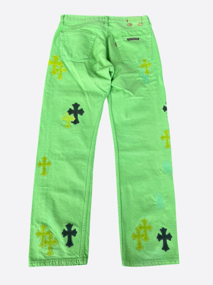 Chrome Hearts Levis Green & Black Cross Patch Jeans
