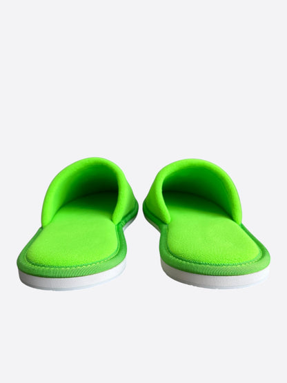Chrome Hearts Green & White Miami Horseshoe Logo Slippers