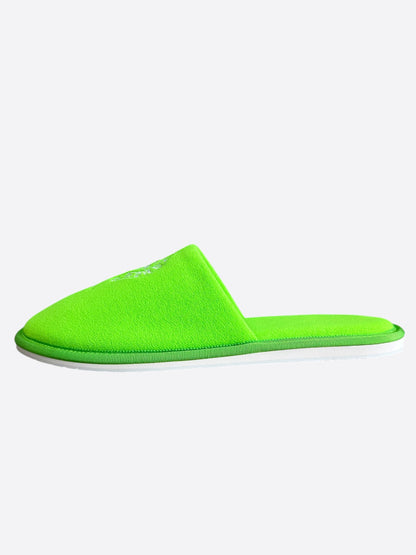 Chrome Hearts Green & White Miami Horseshoe Logo Slippers