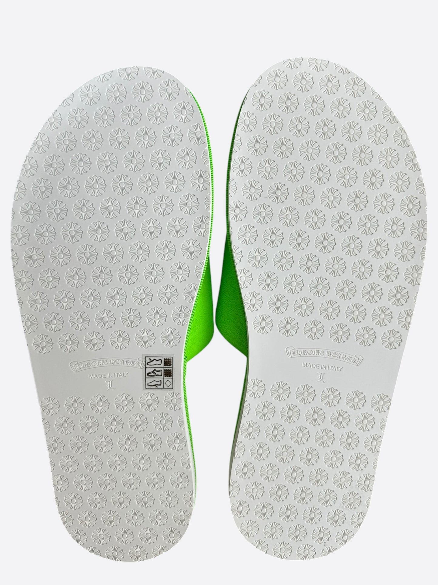 Chrome Hearts Green & White Miami Horseshoe Logo Slippers