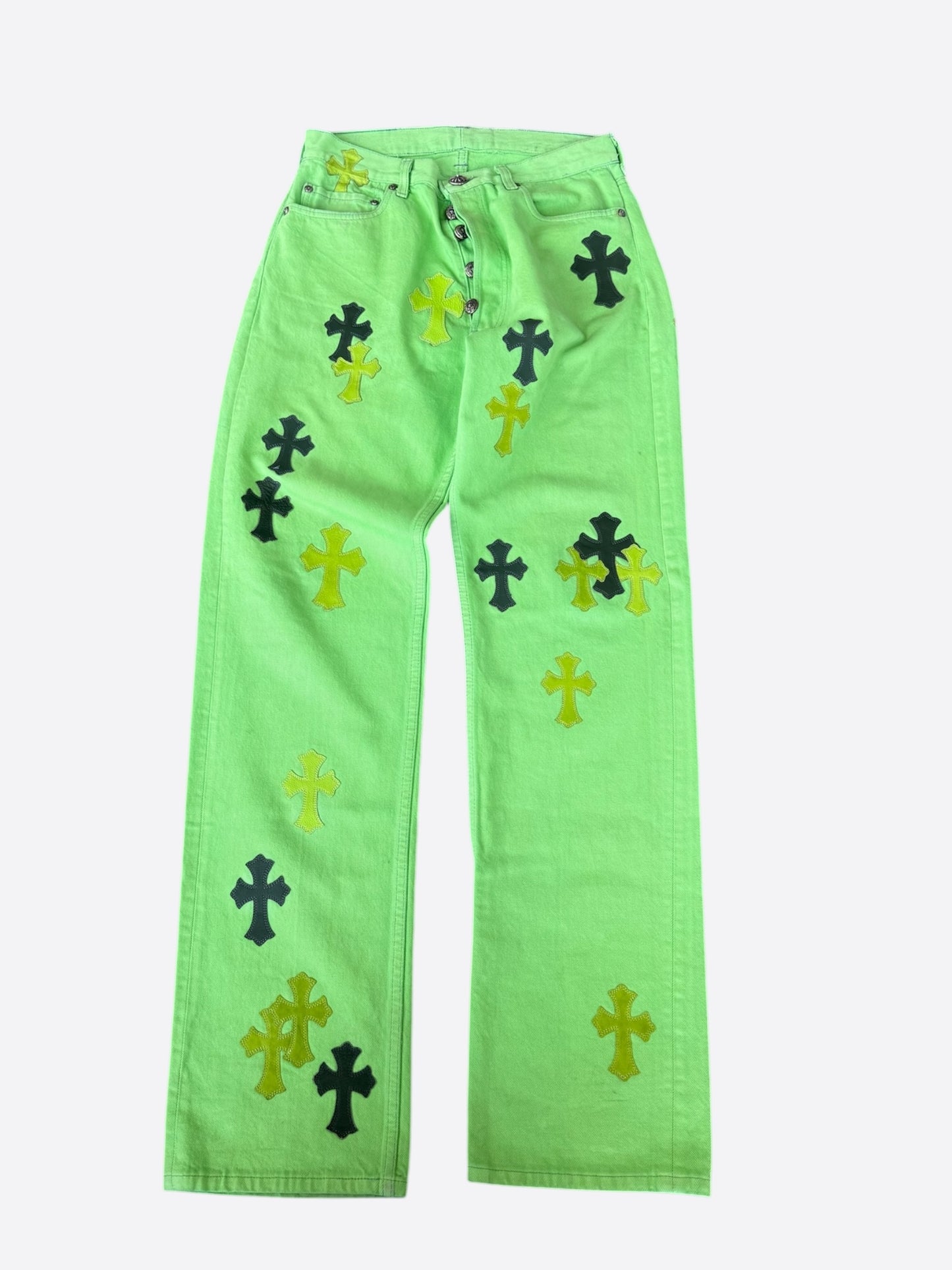 Chrome Hearts Levis Green & Black Cross Patch Jeans