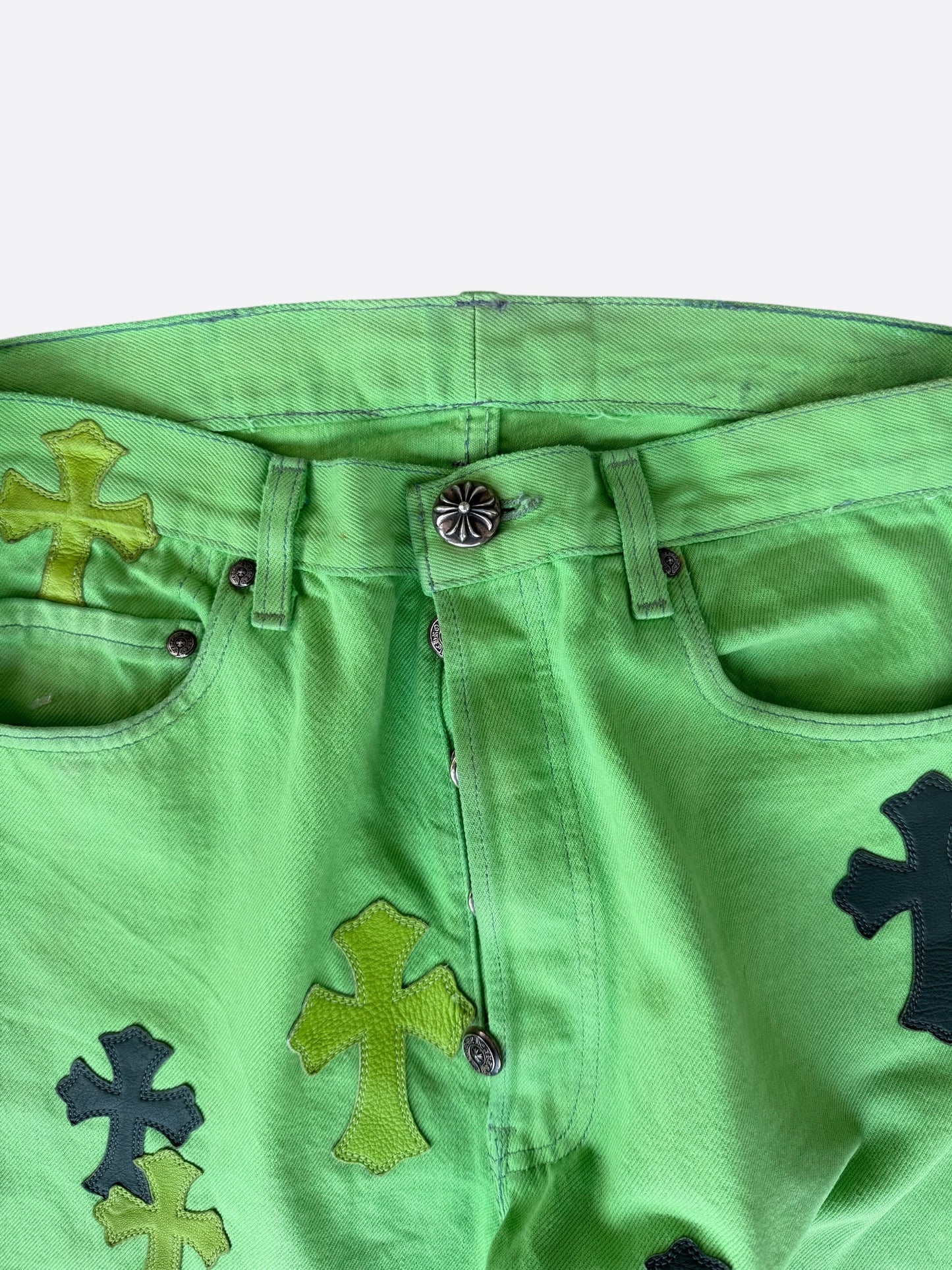 Chrome Hearts Levis Green & Black Cross Patch Jeans