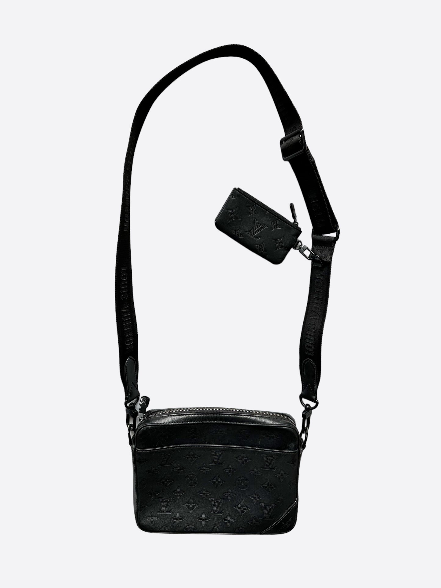 Louis Vuitton Black Shadow Monogram Shadow Duo Messenger Leather