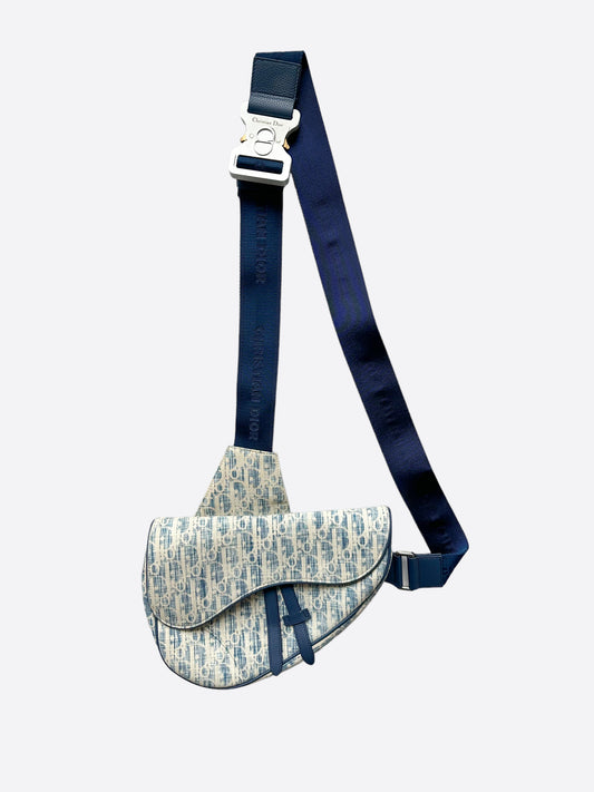 Dior Blue Denim Oblique Kasuri Saddle Bag