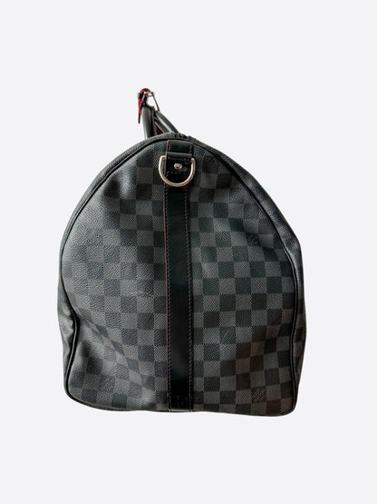 Louis Vuitton Damier Graphite Red Trim Keepall 55