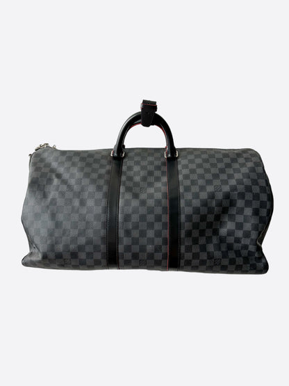 Louis Vuitton Damier Graphite Red Trim Keepall 55
