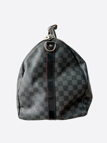 Louis Vuitton Damier Graphite Red Trim Keepall 55