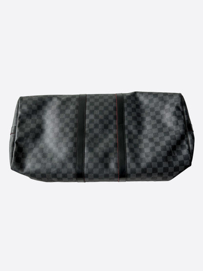 Louis Vuitton Damier Graphite Red Trim Keepall 55