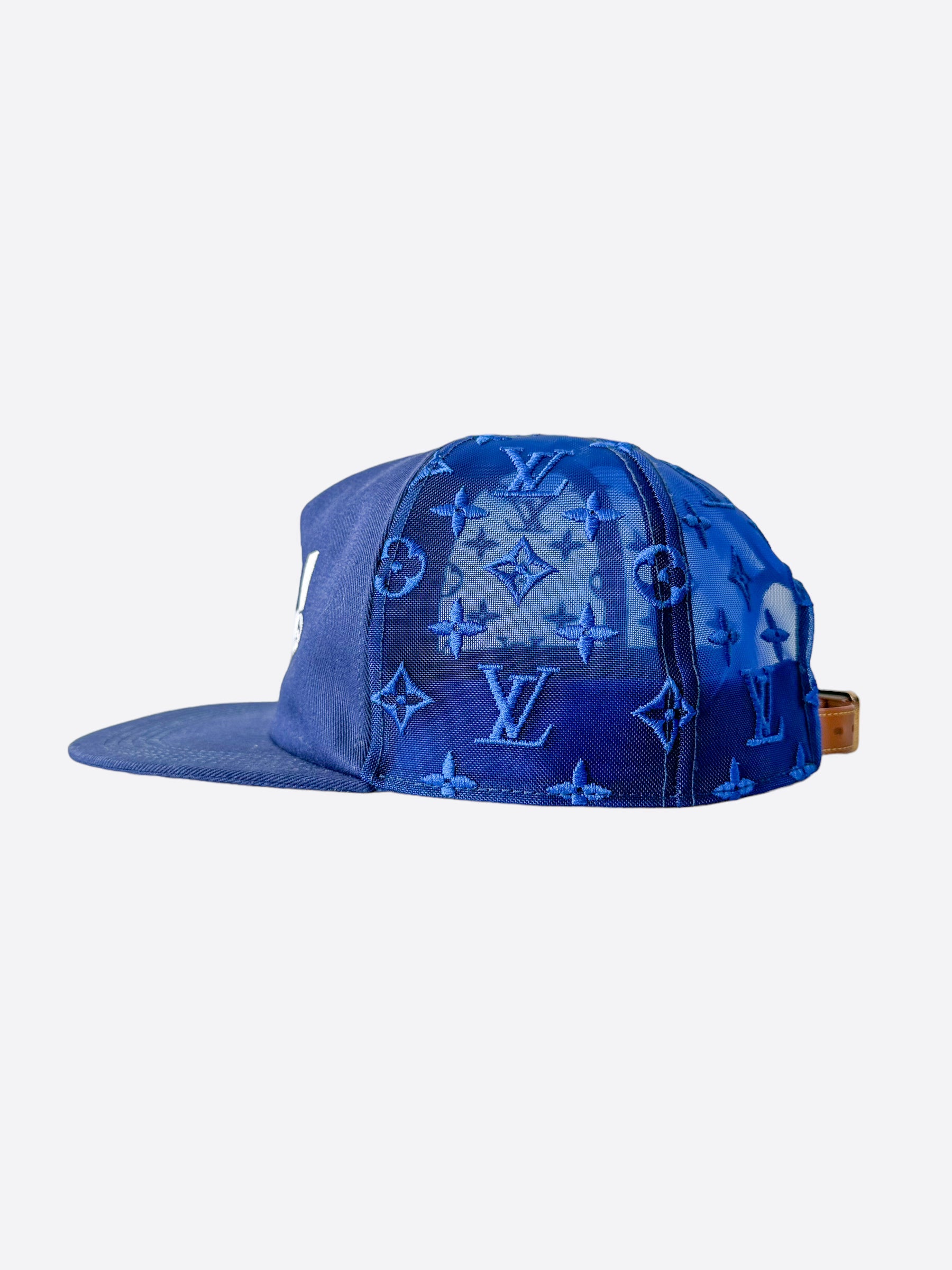 LOUIS VUITTON Mesh Embroidered Everyday LV Cap 58 Blue 989604