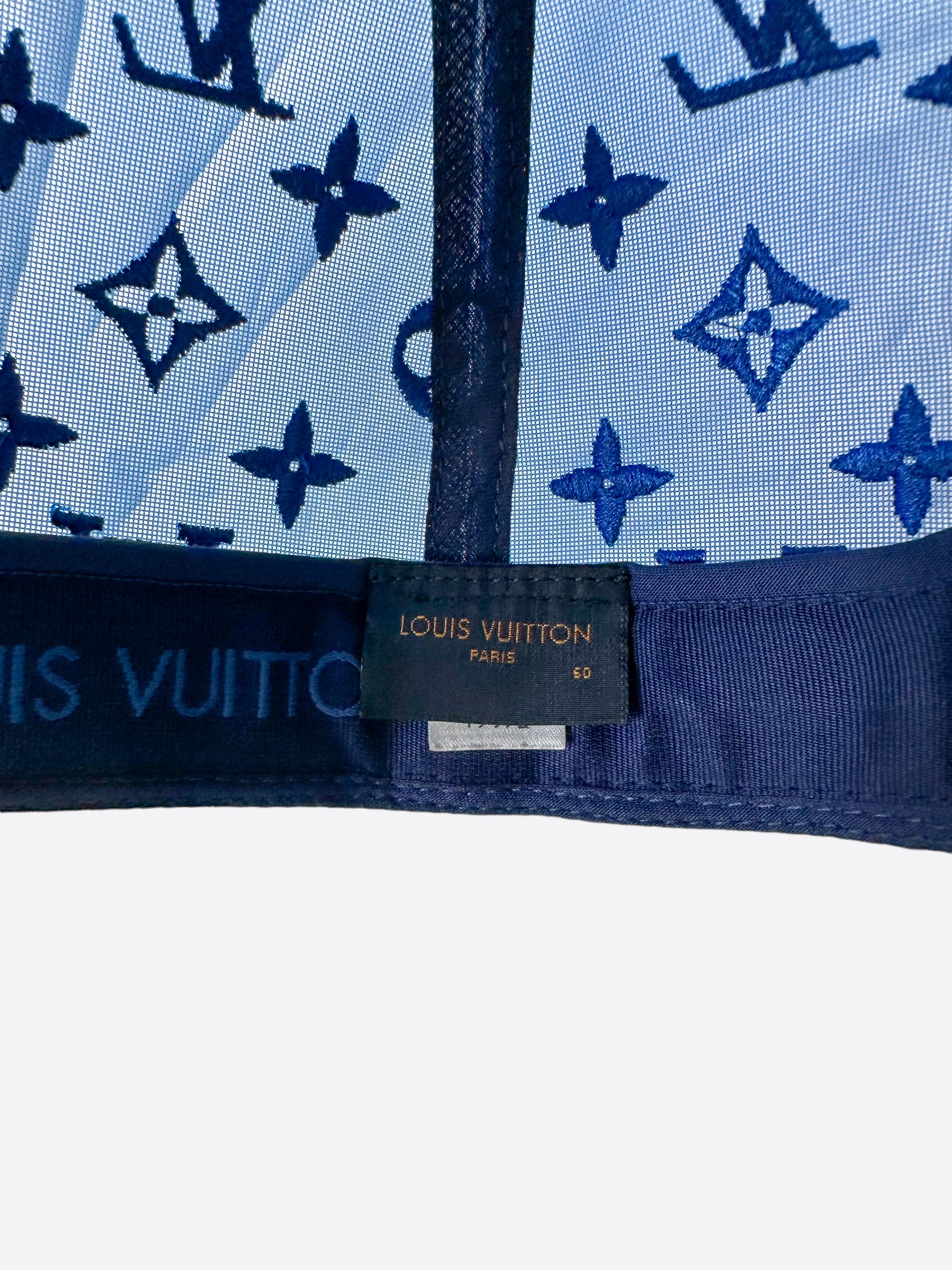 Louis Vuitton Blue Monogram Watercolor Cotton And Silk Bandana Scarf