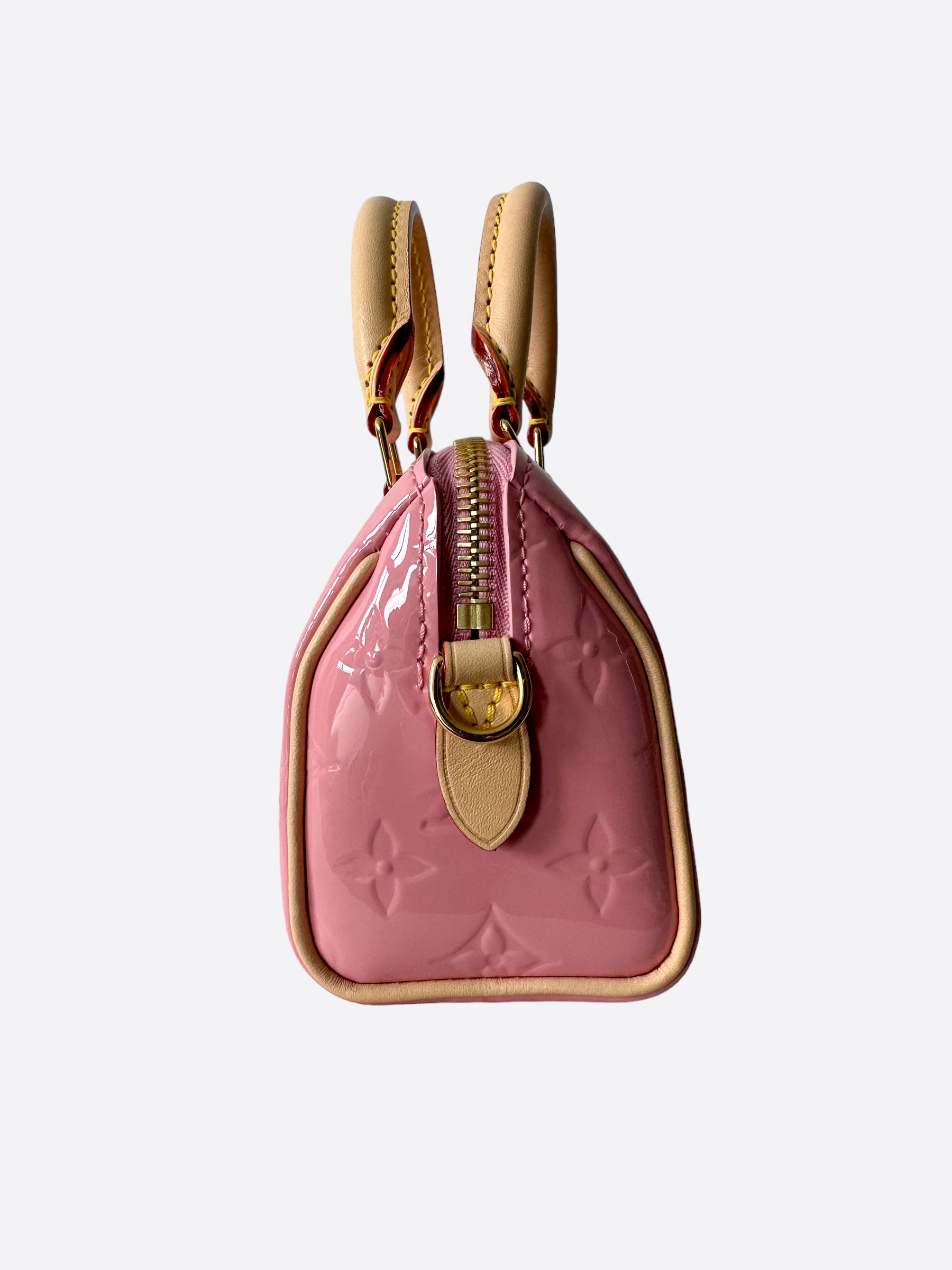 Louis Vuitton Nano Speedy Mochi Pink Vernis Gold Hardware