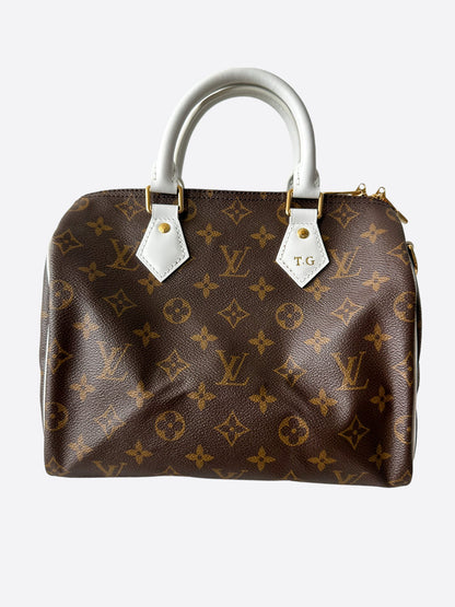 Louis Vuitton Brown & White Monogram Speedy 25