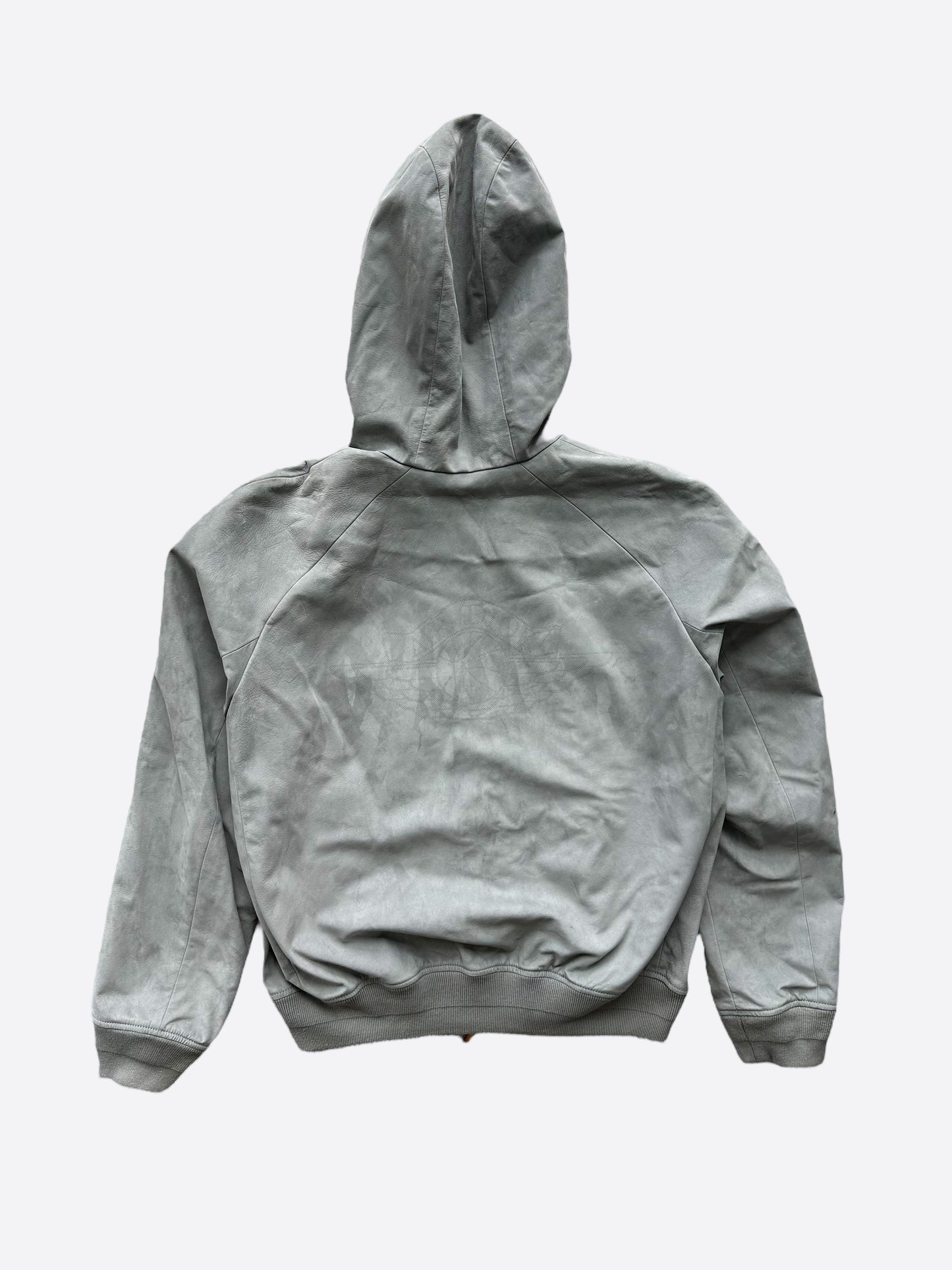 Dior Air Jordan Grey Leather Hooded Jacket