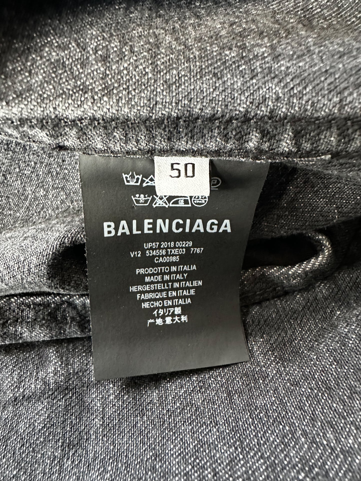 Balenciaga Grey Graffiti Oversized Denim Jacket