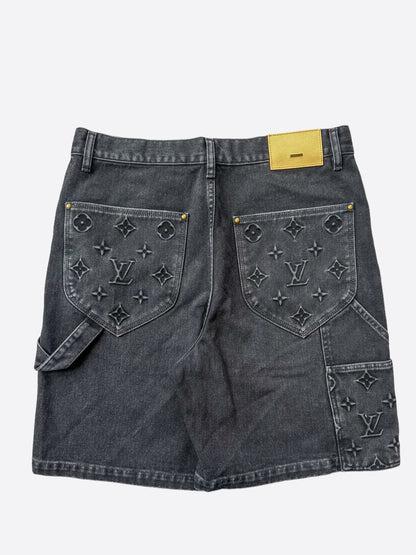 Louis Vuitton Washed Black Monogram Carpenter Shorts