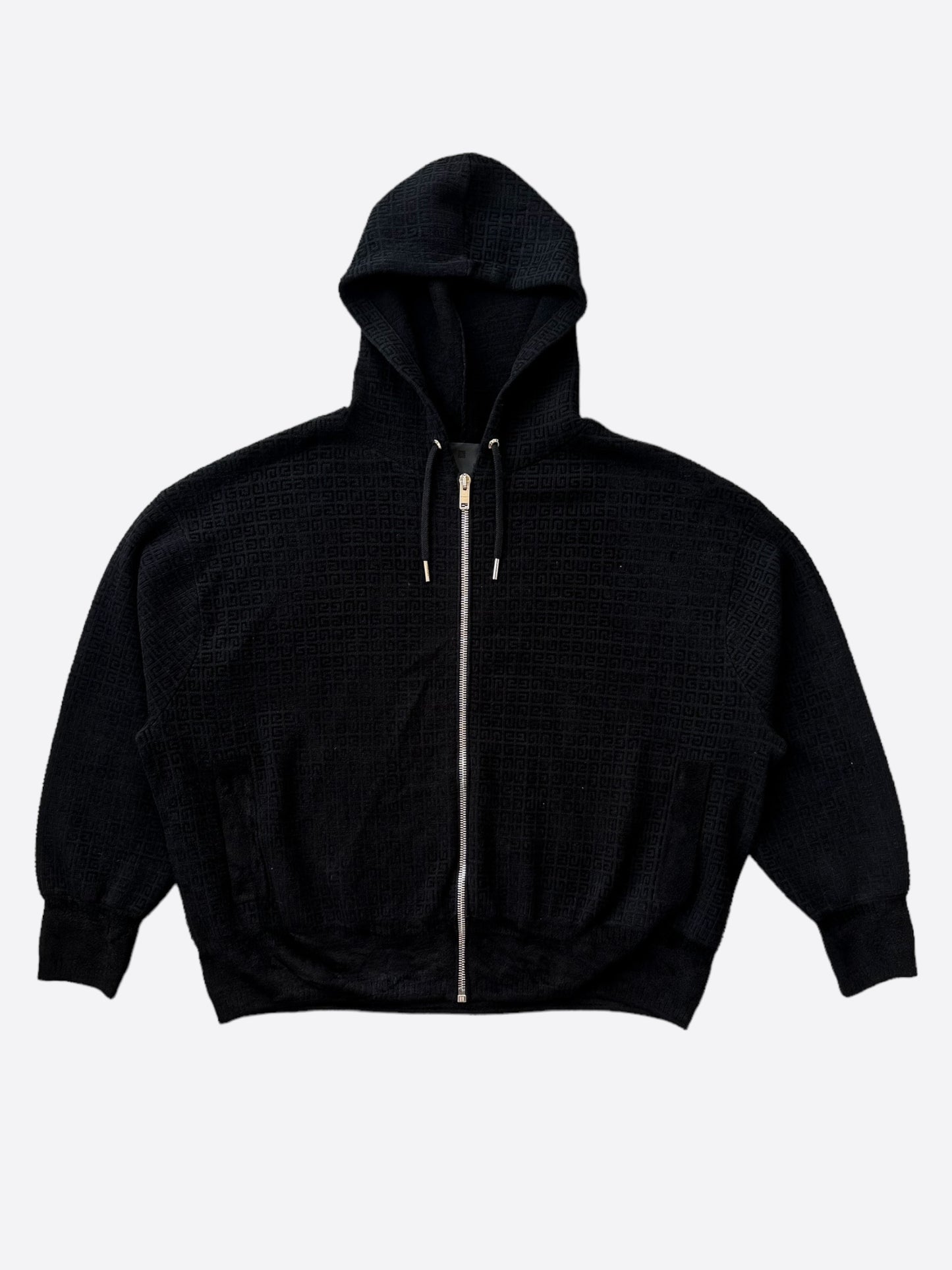 Givenchy Black Tonal 4G Jacquard Oversized Zip Up Hoodie