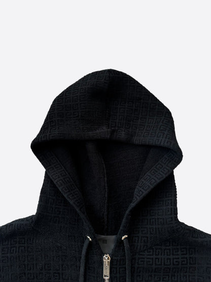 Givenchy Black Tonal 4G Jacquard Oversized Zip Up Hoodie