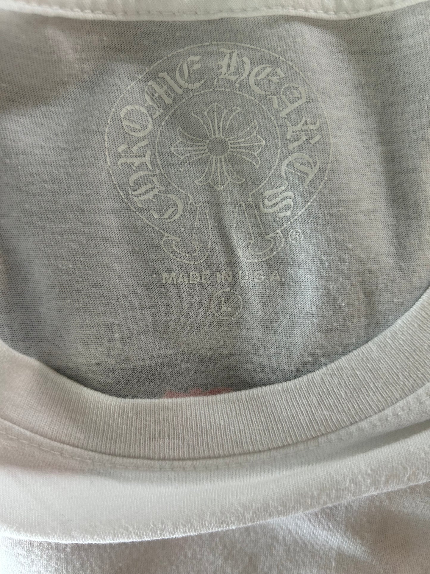 Chrome Hearts White Fire of Love Horseshoe Logo T-Shirt