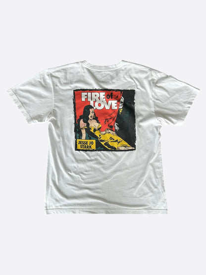 Chrome Hearts White Fire of Love Horseshoe Logo T-Shirt