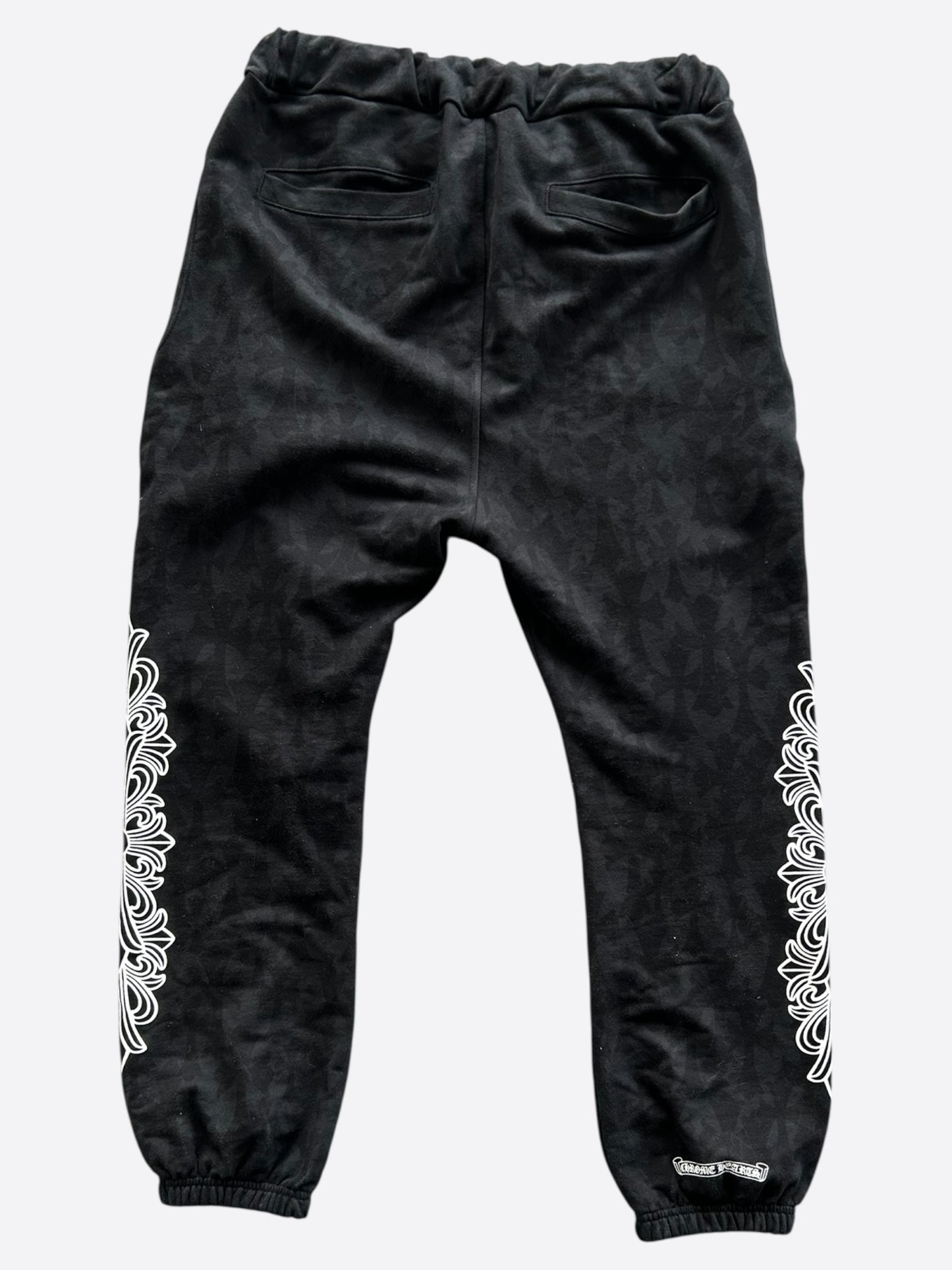 Chrome Hearts Black & White Horseshoe Logo Cross Jacquard Sweatpants