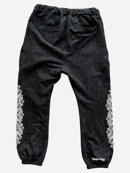 Chrome Hearts Black & White Horseshoe Logo Cross Jacquard Sweatpants