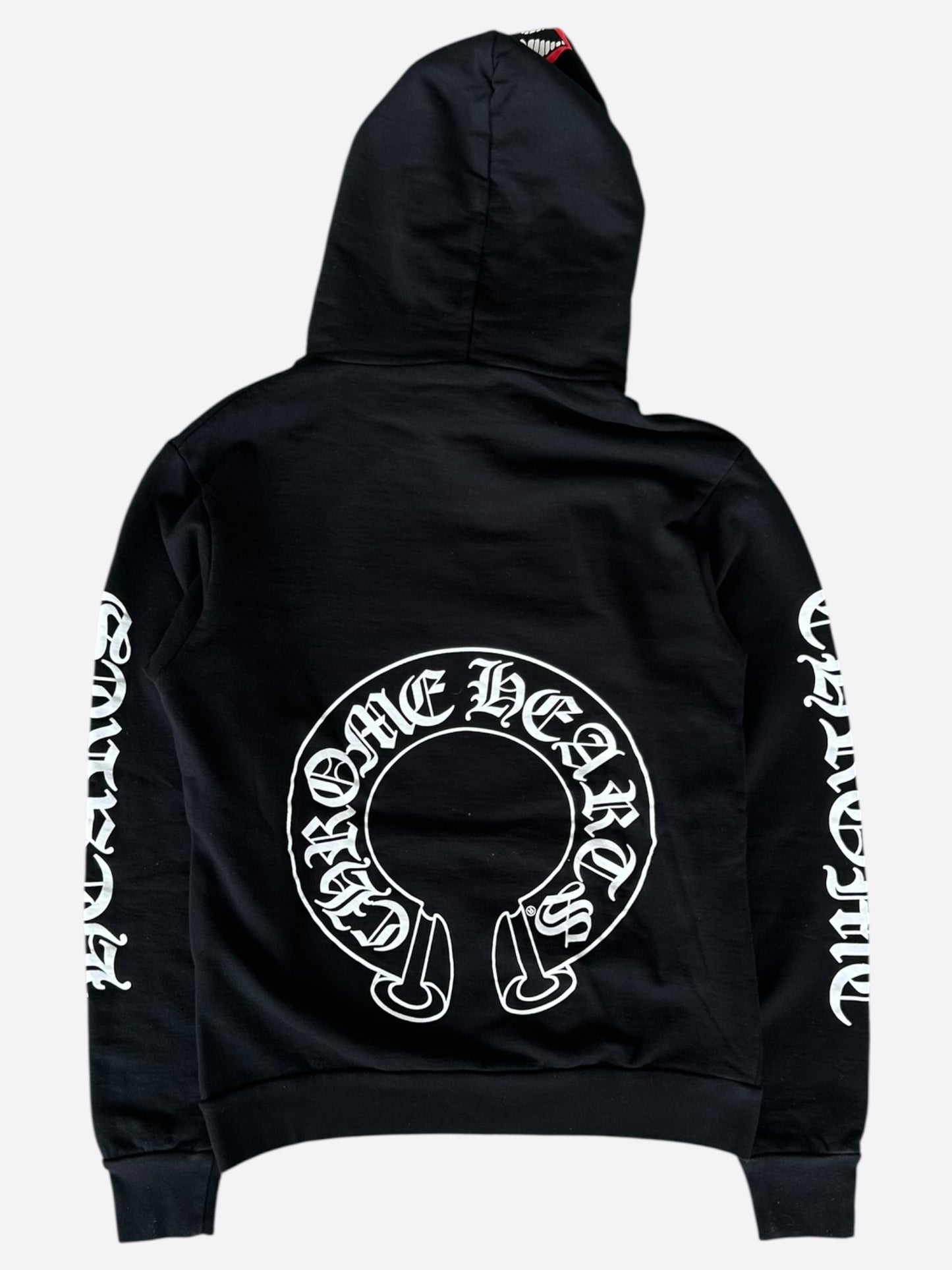 Chrome Hearts Black & White Horseshoe Chomper Logo Hoodie