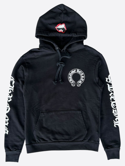Chrome Hearts Black & White Horseshoe Chomper Logo Hoodie