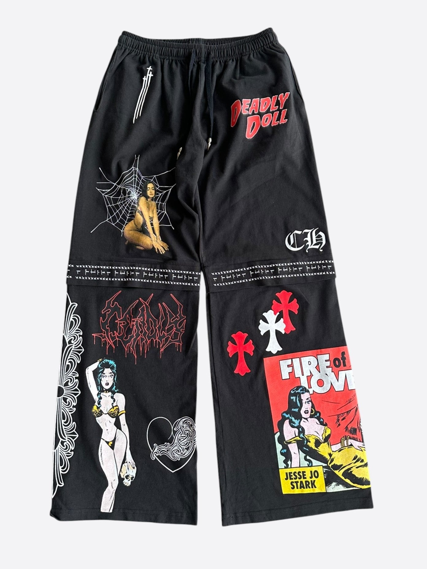 Chrome Hearts Black & Multicolor Deadly Doll Sweatpants