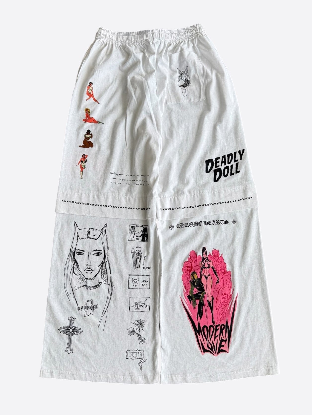 Chrome Hearts White & Multicolor Deadly Doll Sweatpants