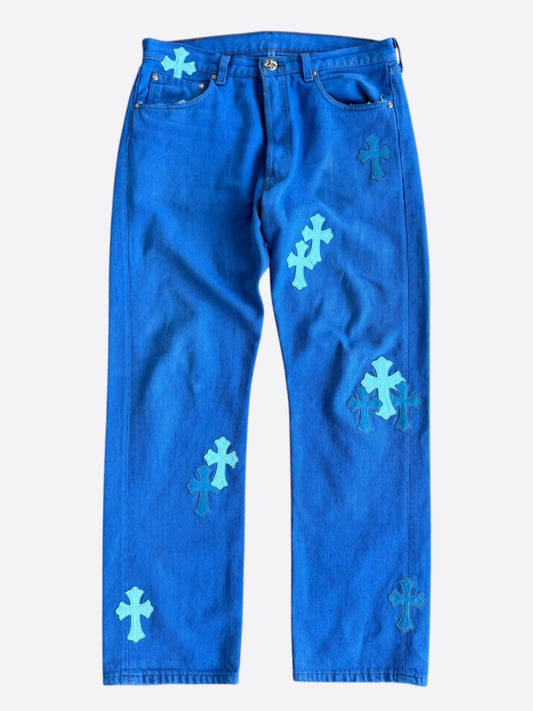 Chrome Hearts Levis London Exclusive Blue Dyed Cross Patch Jeans