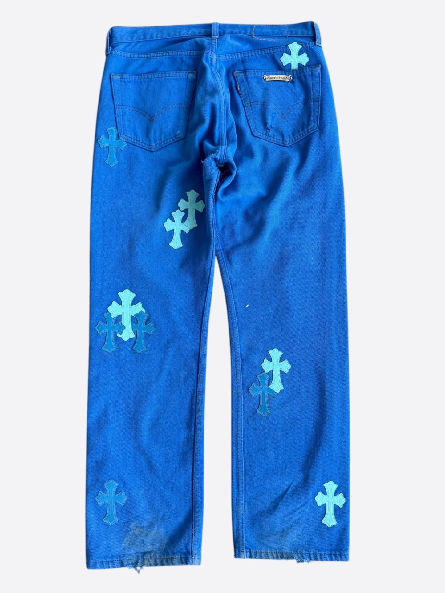 Chrome Hearts Levis London Exclusive Blue Dyed Cross Patch Jeans