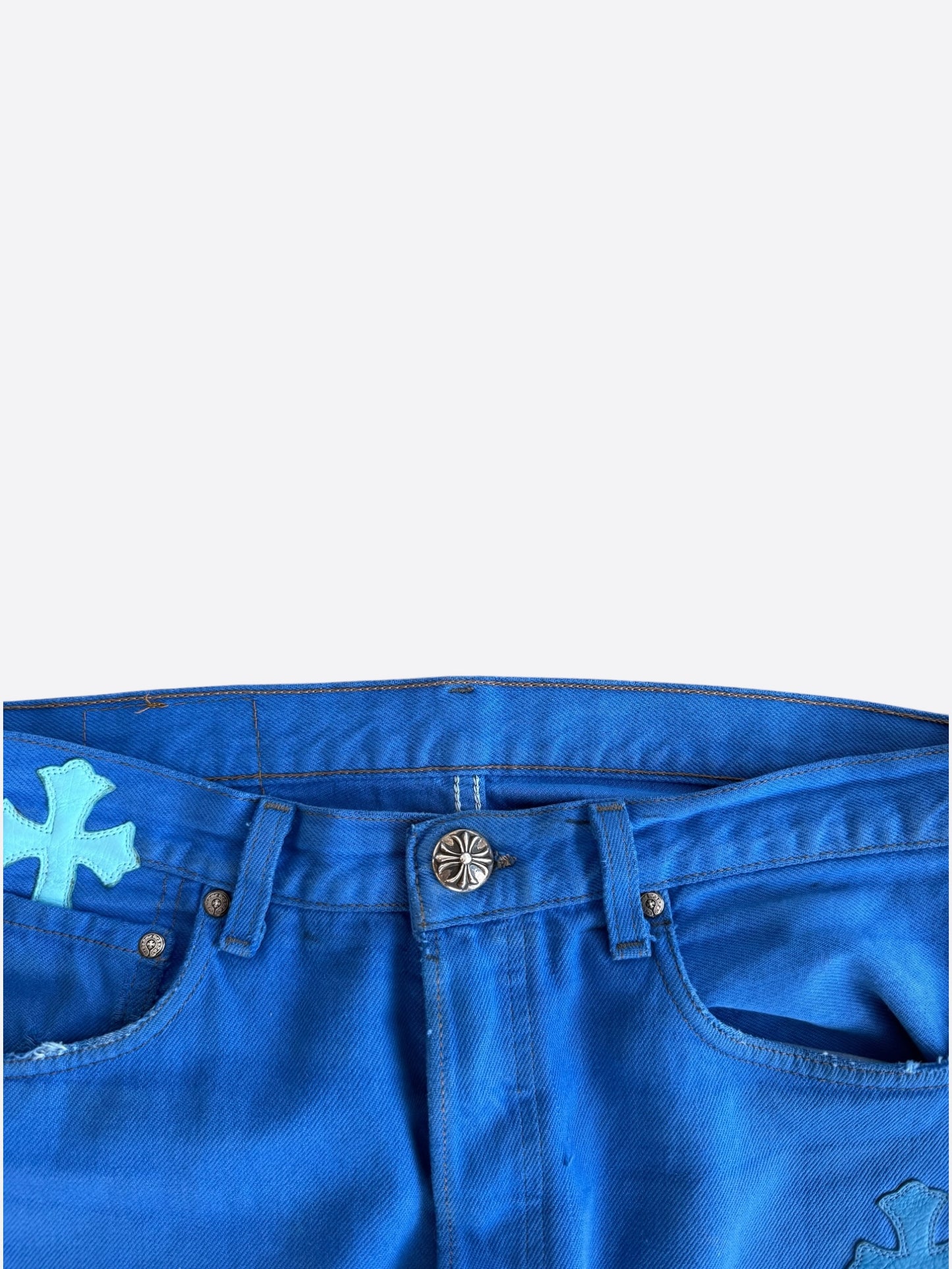 Chrome Hearts Levis London Exclusive Blue Dyed Cross Patch Jeans