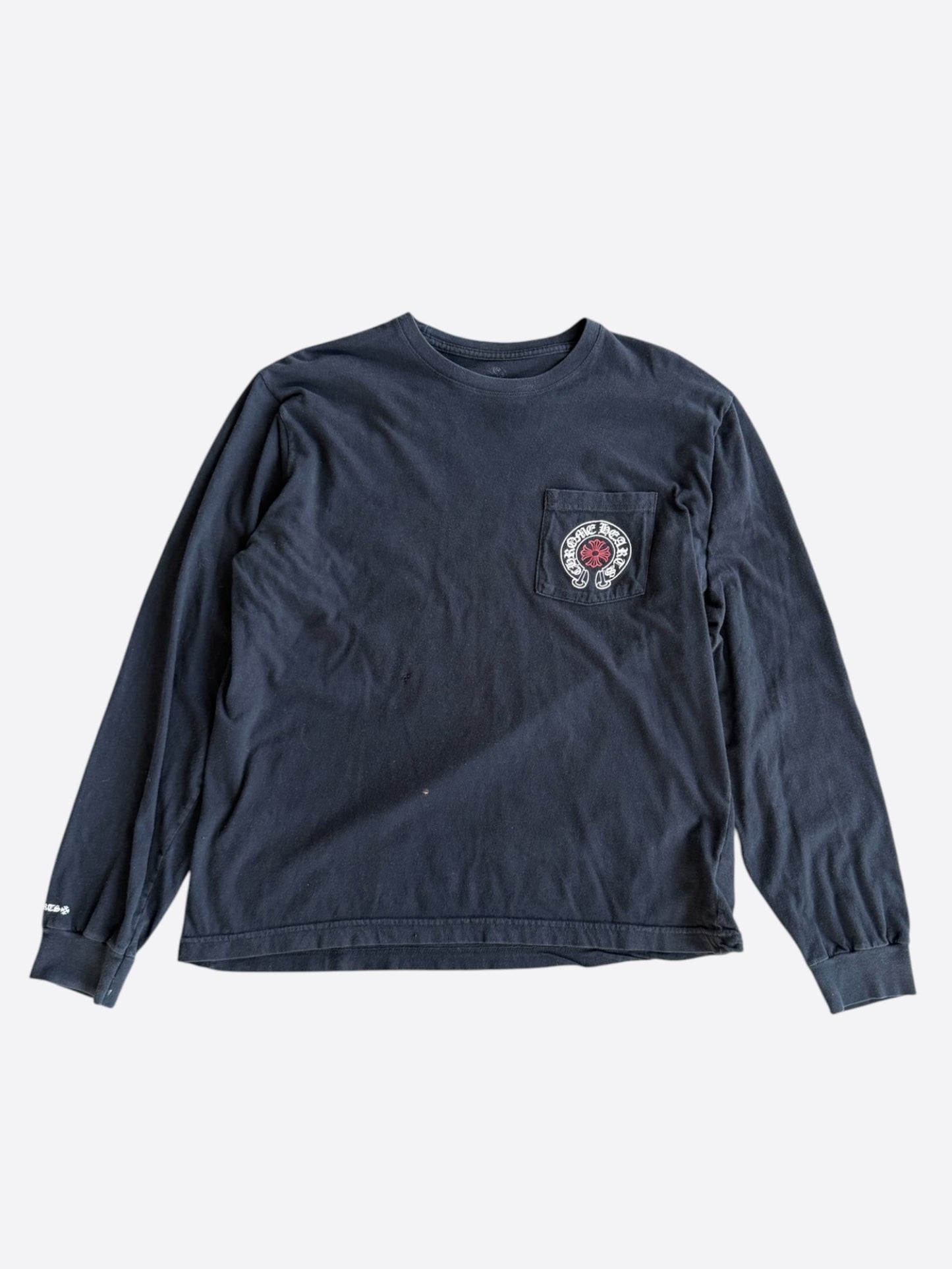 Chrome Hearts Black, Red & White Staff Horseshoe Logo Longsleeve T-Shirt