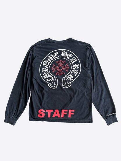 Chrome Hearts Black, Red & White Staff Horseshoe Logo Longsleeve T-Shirt
