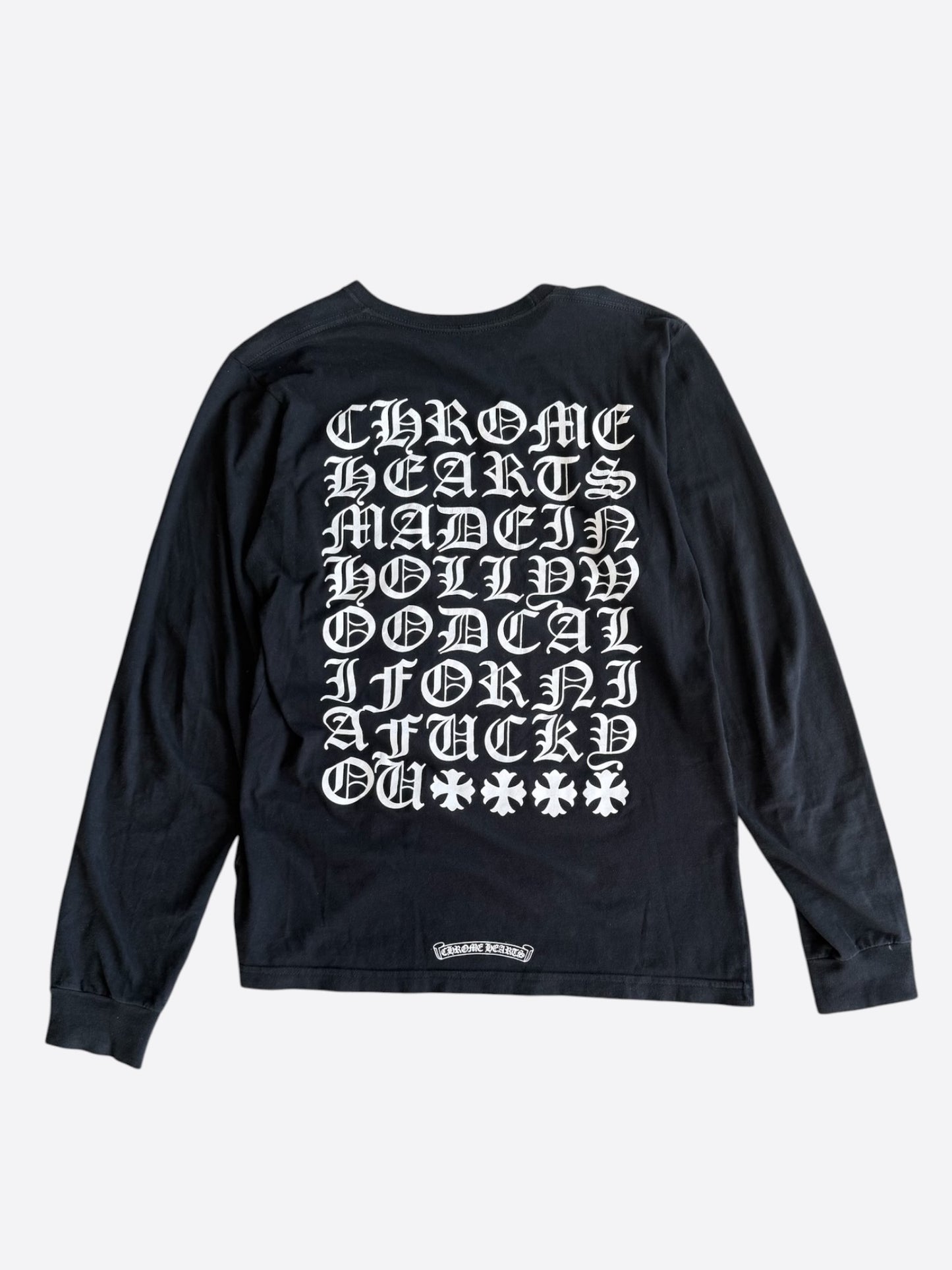 Chrome Hearts Black & White Eyechart Logo Longsleeve T-Shirt