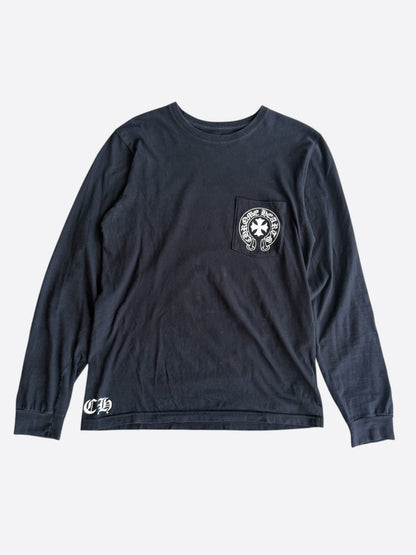 Chrome Hearts Black & White Eyechart Logo Longsleeve T-Shirt