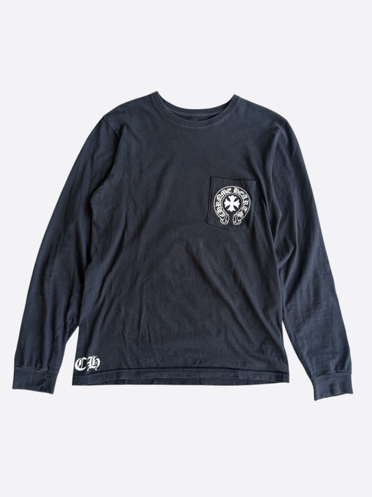 Chrome Hearts Black & White Eyechart Logo Longsleeve T-Shirt