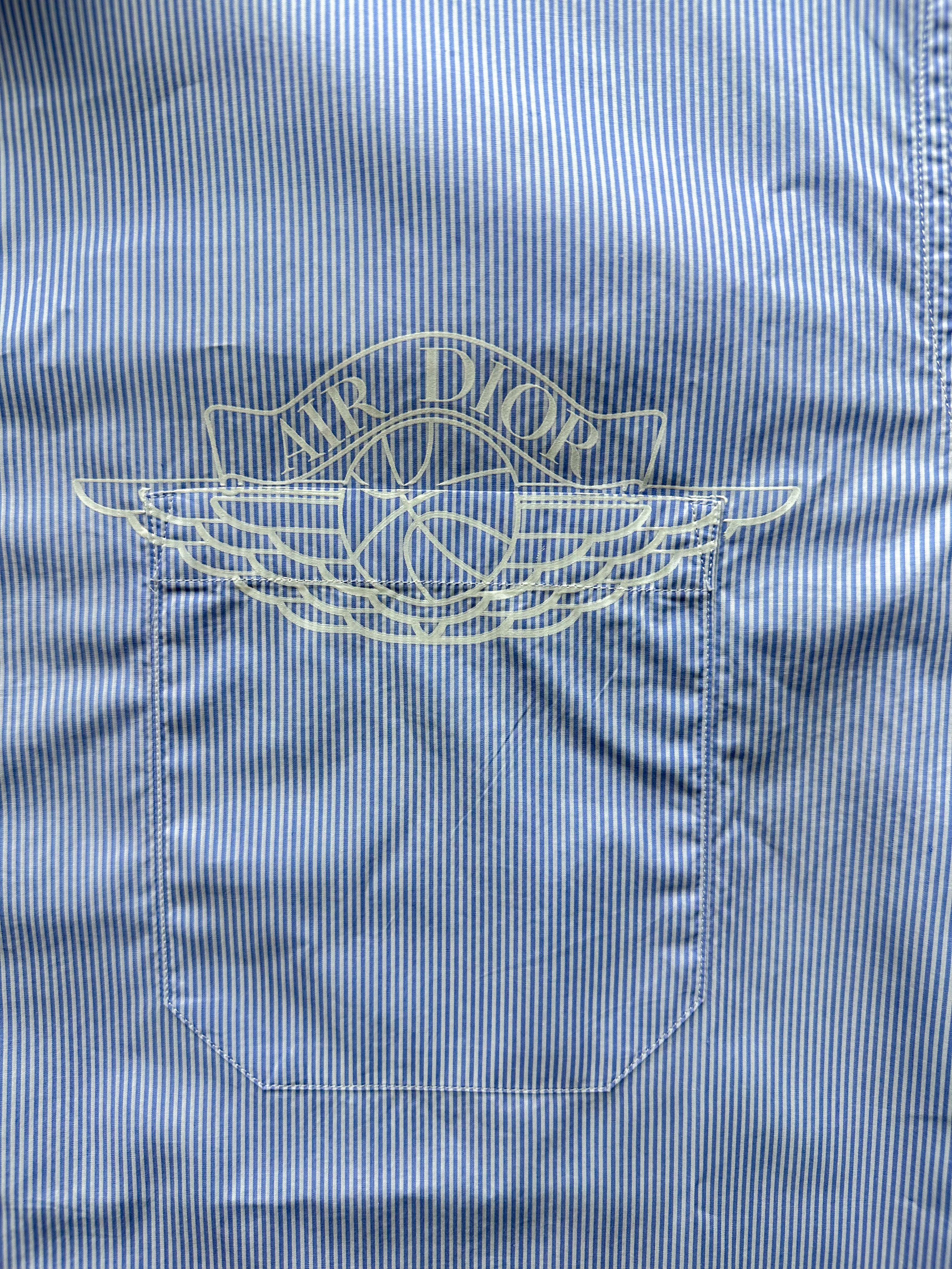 Dior Air Jordan Blue & White Striped Embroidered shirt