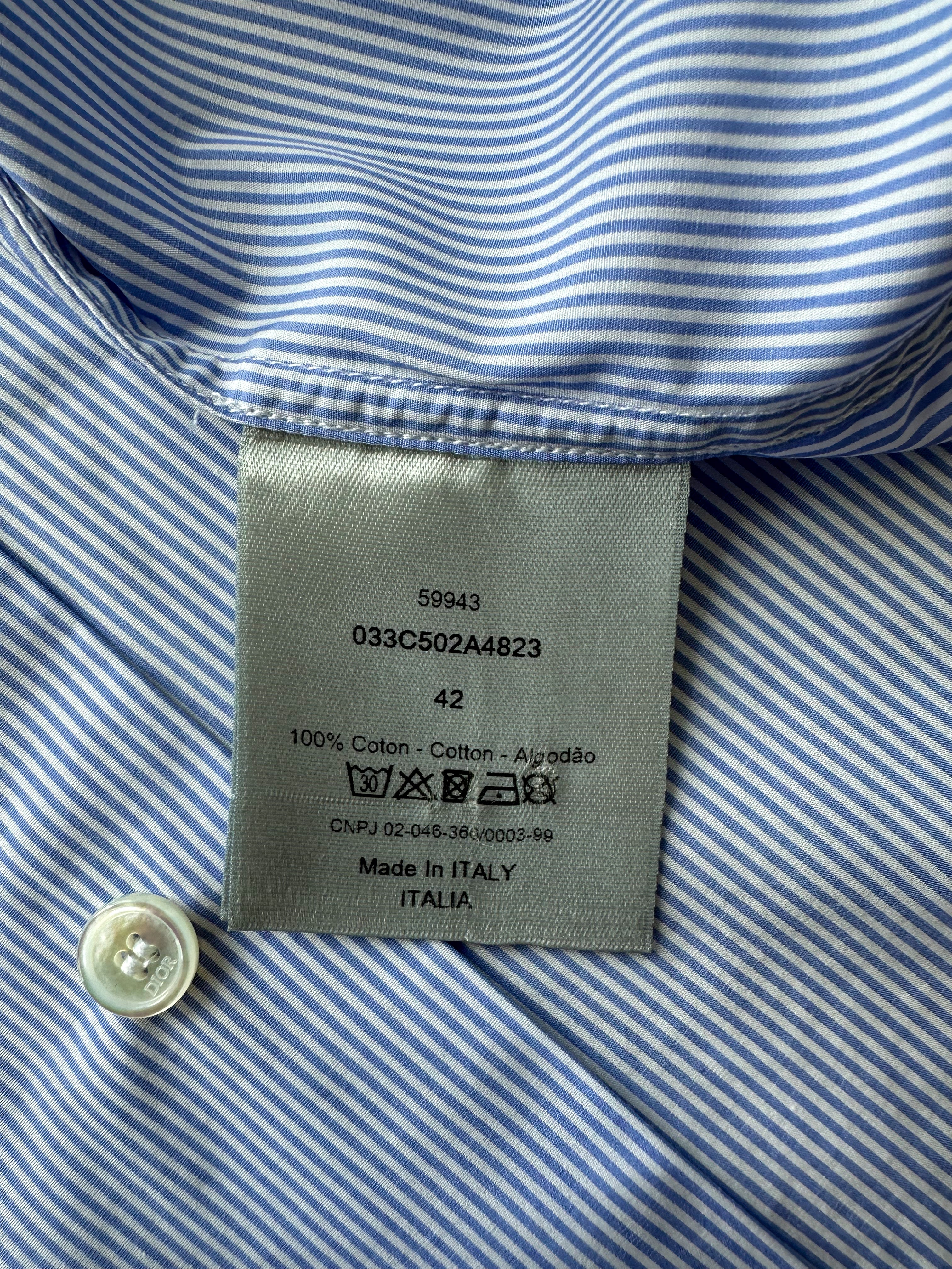 Dior Air Jordan Blue & White Striped Embroidered shirt
