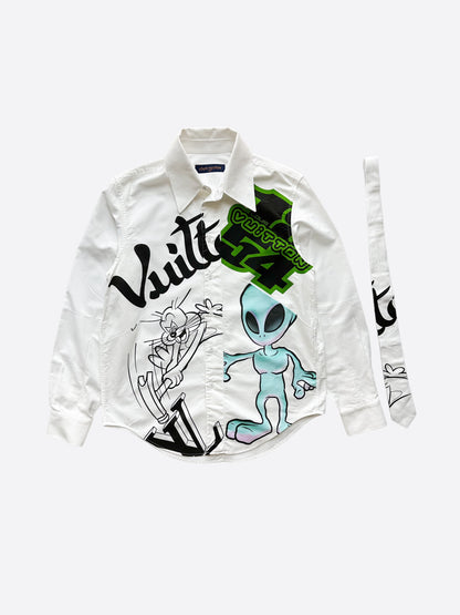 Louis Vuitton White Alien Graphic Button Up Shirt